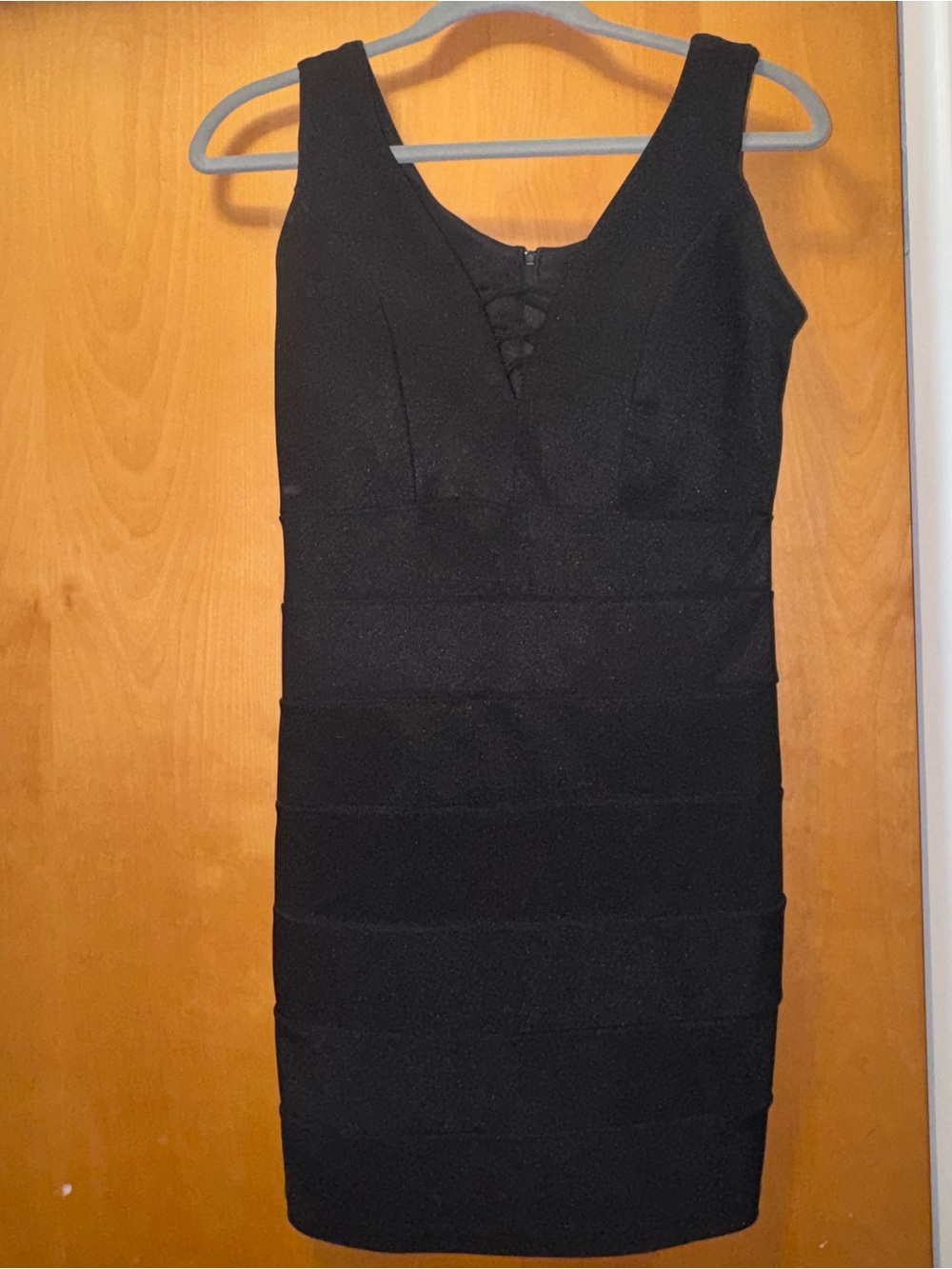 Crystal Doll Black Sleeveless V-Neck Bodycon Mini Dress